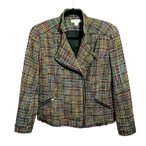 Coldwater Creek Shaped Tweed Zip Jacket Size 8